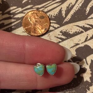 Turquoise Heart Stud Earrings